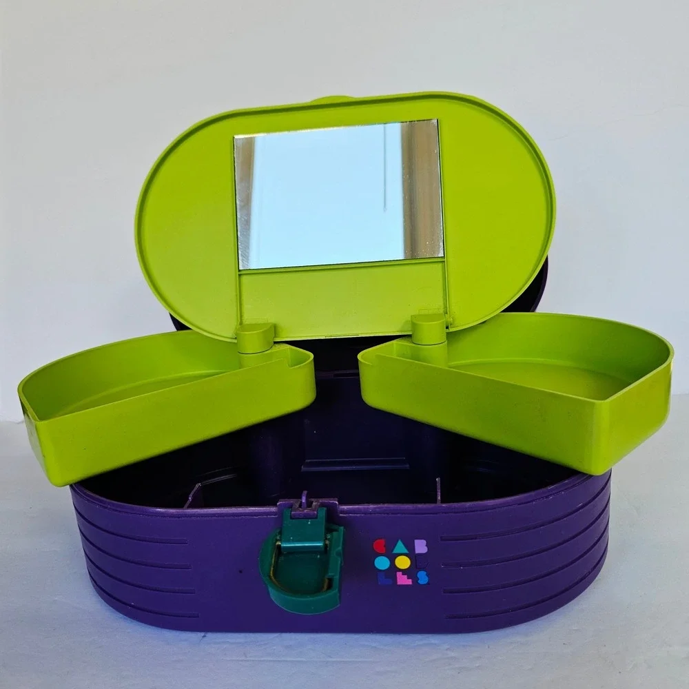 Vintage Caboodles 2615 Makeup Case Purple Lime Green 90s Retro Organizer Box
